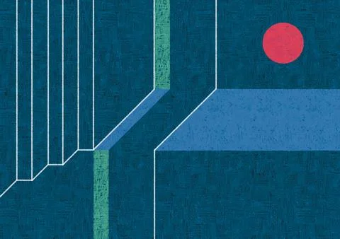 Abstract geometric pattern in a vibrant blue background Stockfoto's