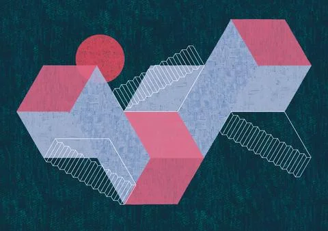 Abstract geometric pattern in a vibrant blue background Stock Photos