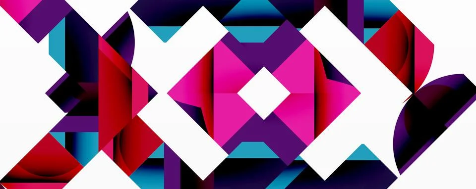 Abstract geometric pattern. Vibrant colors, sharp angles, symmetrical design. 스톡 일러스트