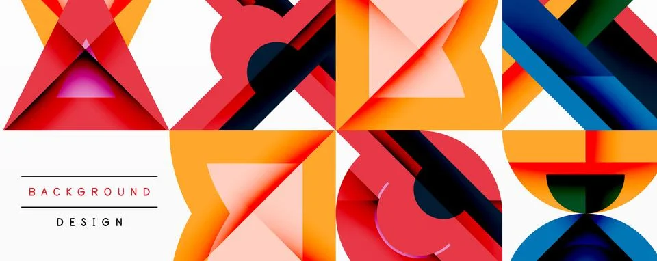 Abstract geometric pattern. Vibrant colors intersect, creating dynamic visual Stock Illustration