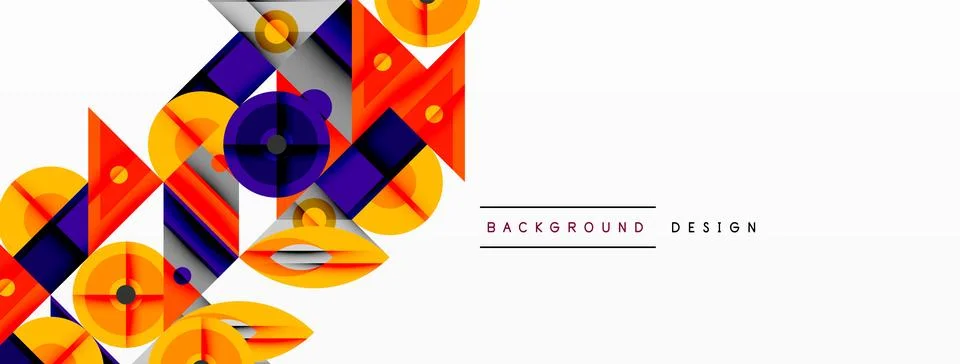 Abstract geometric pattern. Vibrant colors, squares, circles create dynamic Stock Illustration