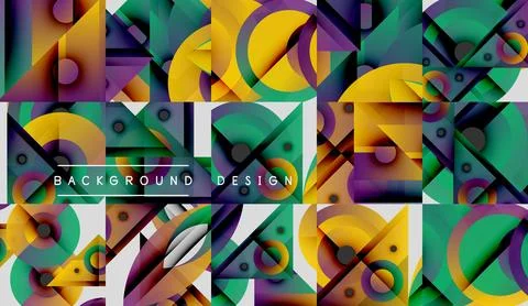 Abstract geometric pattern. Vibrant colors blend, creating dynamic visual 库存插图