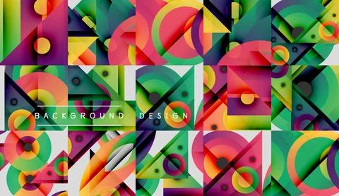 Abstract geometric pattern. Vibrant colors blend, creating dynamic visual 库存插图