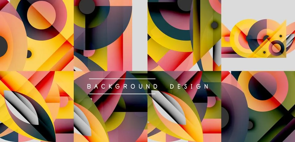 Abstract geometric pattern. Vibrant colors, overlapping shapes create modern Illustrazione stock