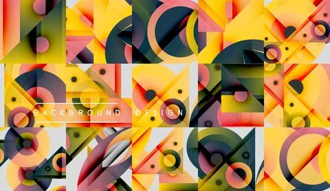 Abstract geometric pattern. Vibrant colors, overlapping shapes create dynamic 스톡 일러스트