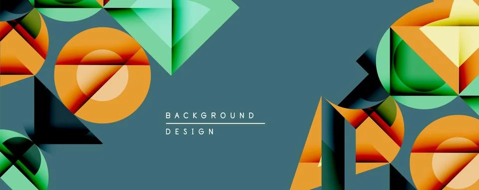 Abstract geometric pattern. Vibrant orange, green hues dominate design. Shapes Stock Illustration