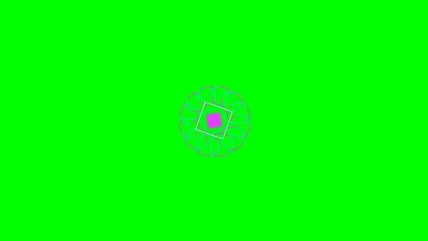 Abstract geometric pattern with a vibrant pink square on a green background Stock Footage 340904288