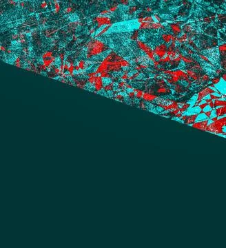 Abstract geometric pattern with vibrant red and teal turquoise triangles overlay Stock Illustration