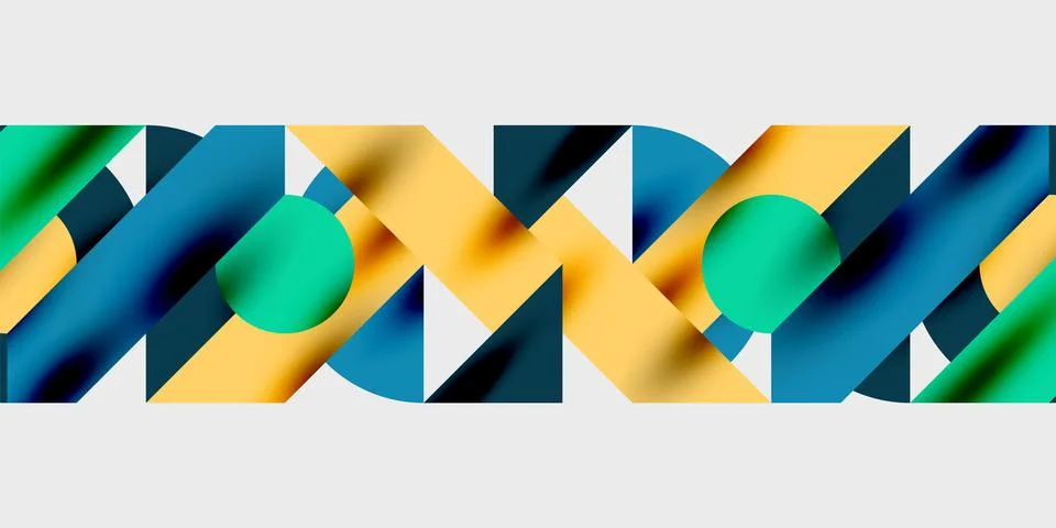 Abstract geometric pattern. Vibrant shapes, triangles, circles create dynamic Stock Illustration