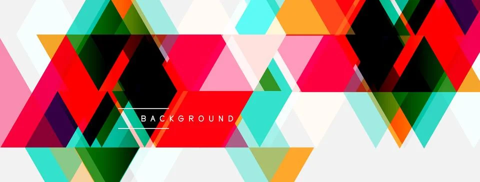 Abstract geometric pattern. Vibrant triangles overlap, creating dynamic col.. Stock Illustration