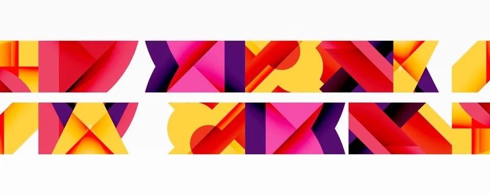 Abstract geometric pattern. Vivid colors blend, creating dynamic shapes. Stock Illustration