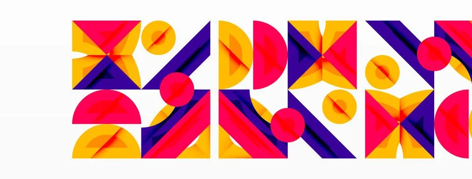 Abstract geometric pattern. Vivid colors create dynamic composition. Shapes Stock Illustration