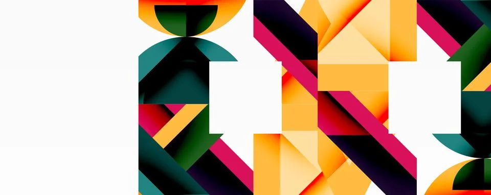 Abstract geometric pattern. Vivid colors intersect, creating dynamic visual Stock Illustration