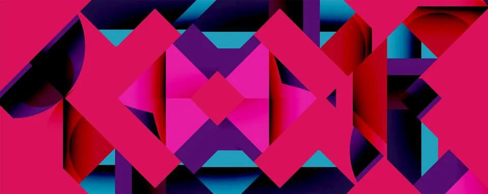 Abstract geometric pattern. Vivid pinks, purples, blues create dynamic 库存插图