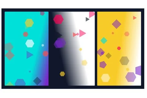 Abstract Geometric Pattern Wallpaper with Floating Colorful Shapes in Three.. 스톡 일러스트