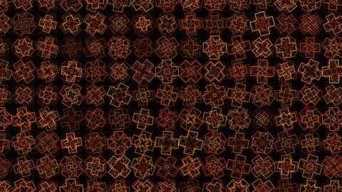 Abstract geometric pattern with warm colors on black background Stock Illustration