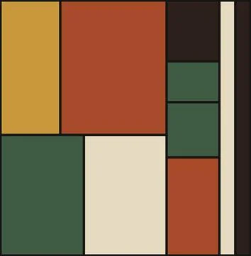 Abstract geometric pattern with warm earth tone colors in rectangular blocks. Stock Illustration