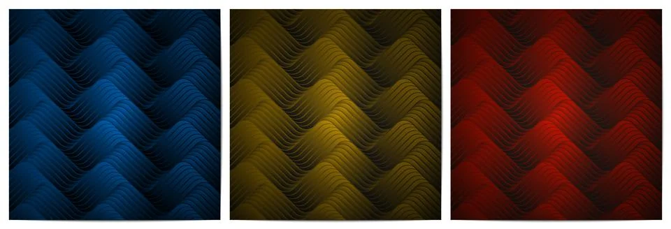  Abstract geometric pattern waves dark background Illustrazione stock