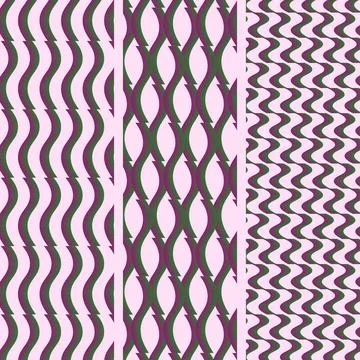 Abstract Geometric Pattern with Wavy Curves in Purple Green and Pink Иллюстрация