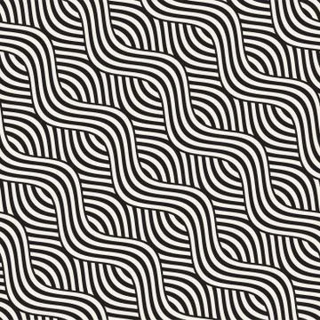 Abstract geometric pattern with wavy lines. Interlacing rounded stripes design Illustrazione stock