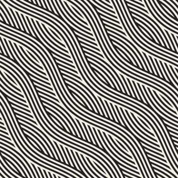 Abstract geometric pattern with wavy lines. Interlacing rounded stripes des.. Illustrazione stock