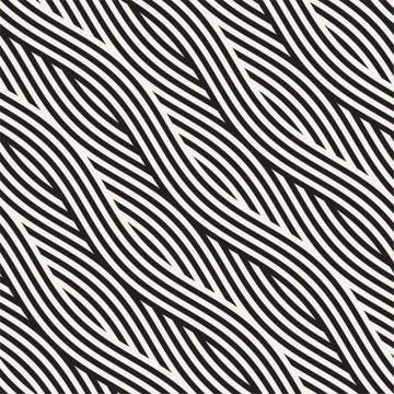 Abstract geometric pattern with wavy lines. Interlacing rounded stripes des.. Illustrazione stock