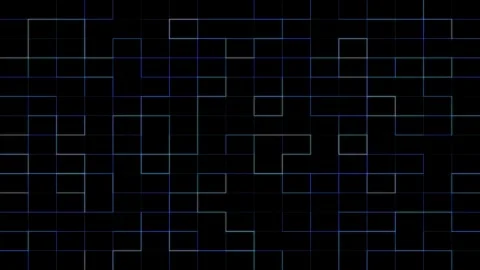 Abstract geometric pattern of white and yellow squares on black background Stock Footage 328303699