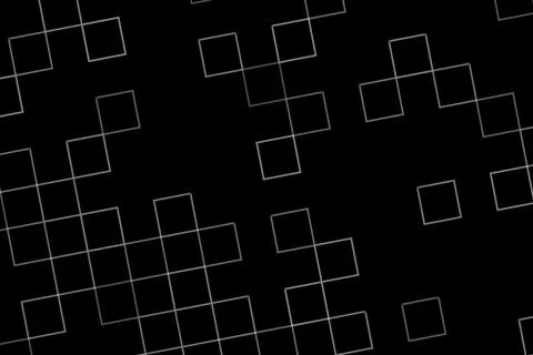 Abstract geometric pattern with white square outlines on black Stock Illustration