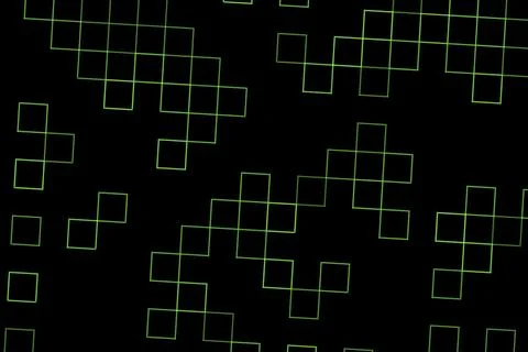 Abstract geometric pattern with white squares on black background Stock Illustration
