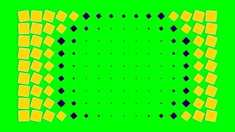 Abstract geometric pattern with yellow and blue squares on green background Stock Footage 340263418