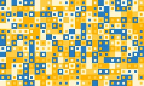 Abstract geometric pattern of yellow and blue squares.  Ideal for backgrounds Stock Illustration