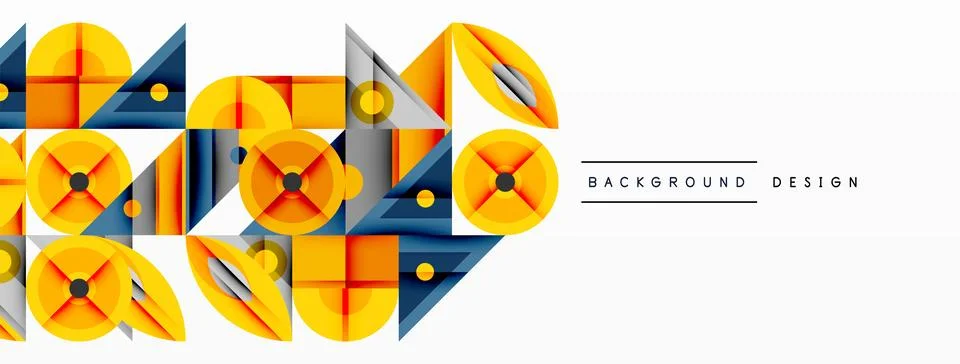 Abstract geometric pattern. Yellow, gray, blue shapes create modern design. Stock Illustration