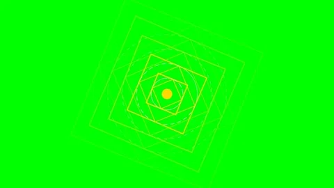 Abstract geometric pattern with yellow rotating squares on green background Stock Footage 341821001
