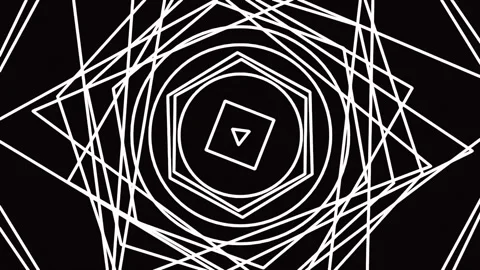 Abstract geometric patterns on black background, digital glitch design loop Stock Footage 342204037
