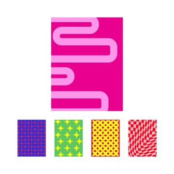 Abstract geometric patterns collection with bright colors Stock Illustration