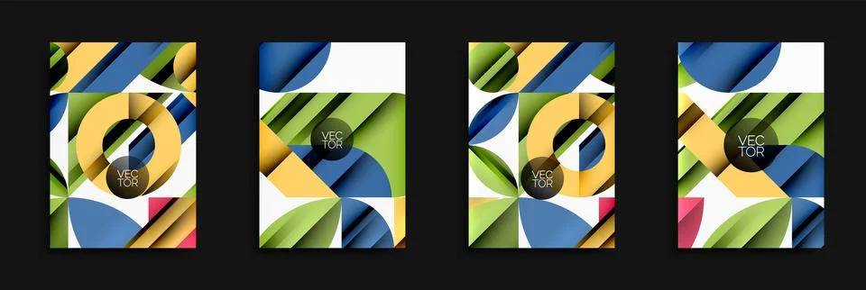 Abstract geometric patterns. Colorful overlapping shapes create dynamic イラスト素材