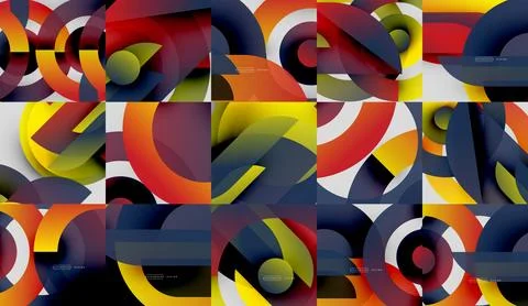 Abstract geometric patterns. Colorful overlapping circles create dynamic visual イラスト素材