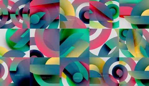 Abstract geometric patterns. Colorful overlapping circles create dynamic イラスト素材