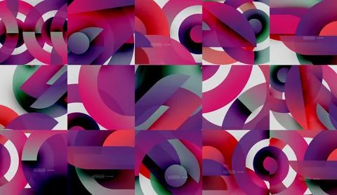 Abstract geometric patterns. Colorful overlapping circles create vibrant Stock Illustration
