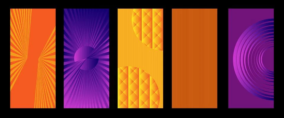 Abstract geometric patterns with elements of lines, spirals and gradients. イラスト素材