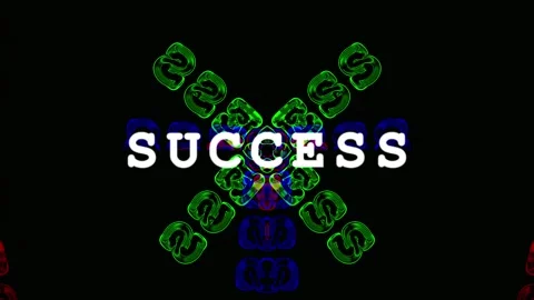 Abstract geometric patterns with glowing text 'SUCCESS' in vibrant neon col.. Stock-Footage 344285460