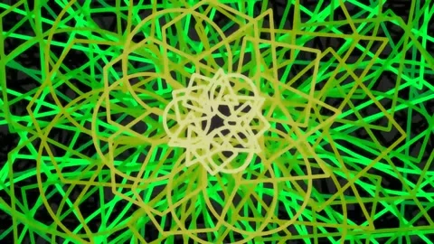 Abstract geometric patterns of green and gold lines, intricate low poly bac.. Stock Footage 342204036