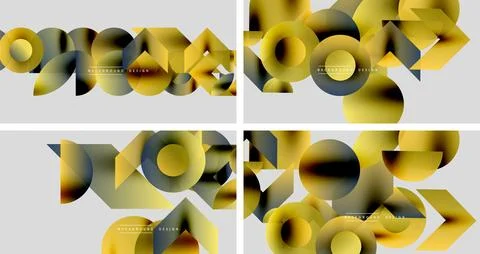 Abstract geometric patterns. Overlapping circles create dynamic compositions. Stock Illustration