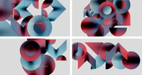 Abstract geometric patterns. Overlapping circles, gradients create modern Illustrazione stock