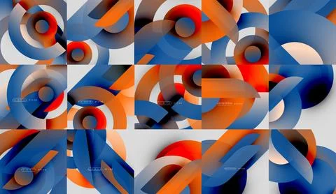 Abstract geometric patterns. Overlapping circles, vibrant colors, modern design. Stockillustratie