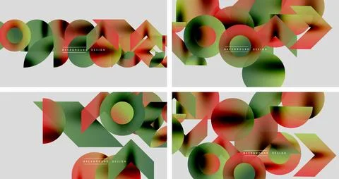 Abstract geometric patterns. Overlapping shapes create colorful backgrounds. Red Stock Illustration