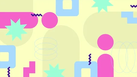 Abstract geometric patterns with playful design elements seamless 4k video Stock Footage 304856808