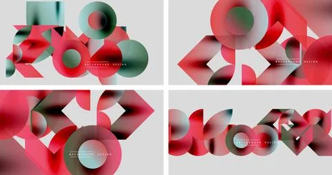Abstract geometric patterns. Red, teal, gray colors blend. Modern design Illustrazione stock