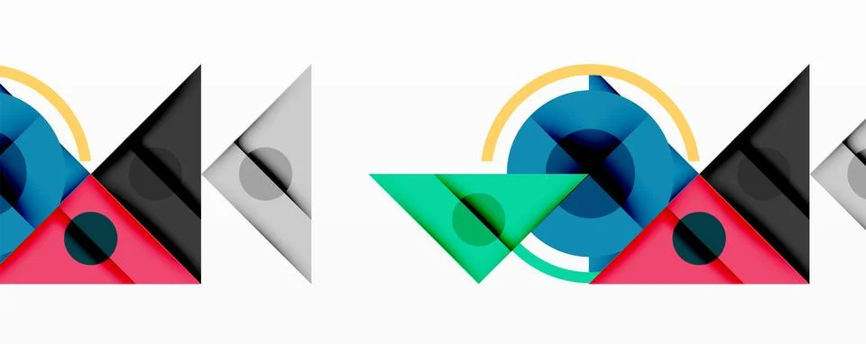 Abstract geometric patterns repeat. Shapes overlap, creating dynamic visual Illustrazione stock