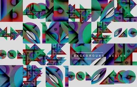 Abstract geometric patterns repeat. Vibrant colors blend, creating dynamic イラスト素材